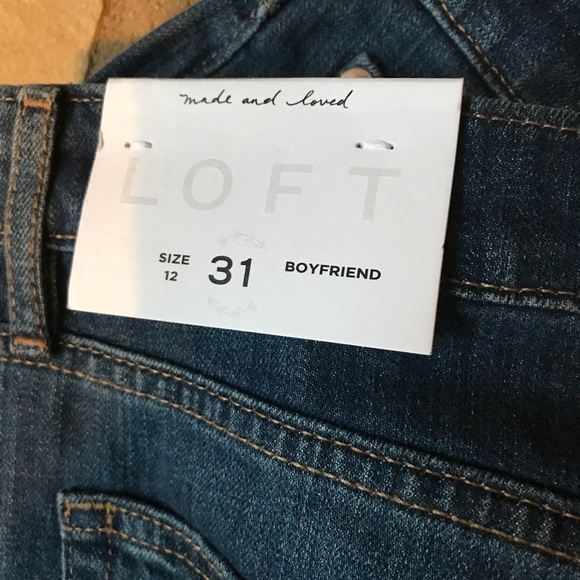 NWT LOFT Embroidered Boyfriend Jeans Blue Wash 12 - Picture 7 of 7
